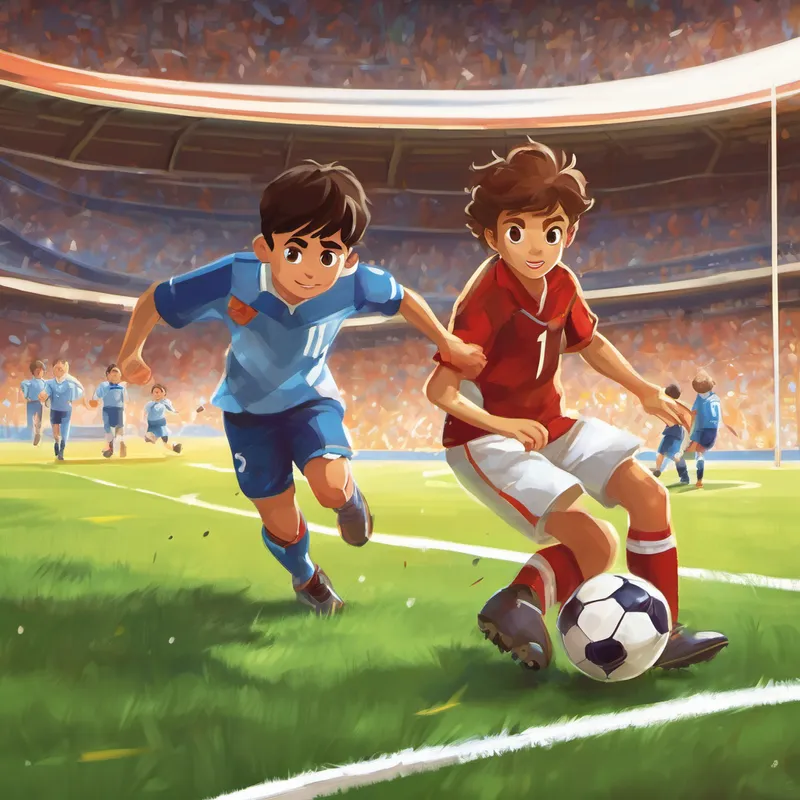 One sunny afternoon, Elias was playing in a crucial match. He was dribbling the ball with lightning speed when suddenly, he slipped and fell down. "Ouch!" shouted Elias as he clutched his ankle in pain. His friends rushed to his aid, concerned about his injury. Coach Max took Elias to the doctor, who said he had sprained his ankle and needed to rest for a while. Elias was devastated when he heard this news, fearing that his dreams of becoming a football player were shattered.