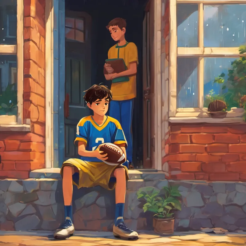 Days turned into weeks, and Elias watched from his window as his friends continued to play football without him. He felt sad and left out, but deep down, he knew he couldn't give up on his dreams. One rainy day, as Elias was looking through his old football cards, he stumbled upon an article about his favorite football player, Eligella. Elias read the article with great enthusiasm. Eligella was a young boy, just like him, who had faced many challenges but never gave up on his dream.