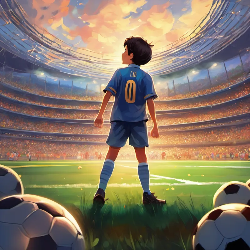 Years later, Elias stood on the grand football field, with thousands of people cheering his name. He had become the great football player he had always dreamt of, just like his idol, Eligella. Elias proved that with hard work, passion, and the willingness to overcome any challenge, dreams can come true. And so, dear little one, remember Elias's story whenever you face a tough moment in your life. Just like Elias, you have the power to make your dreams come true. Always believe in yourself and never give up, for there is nothing you cannot achieve. Sleep tight, my little champion!
