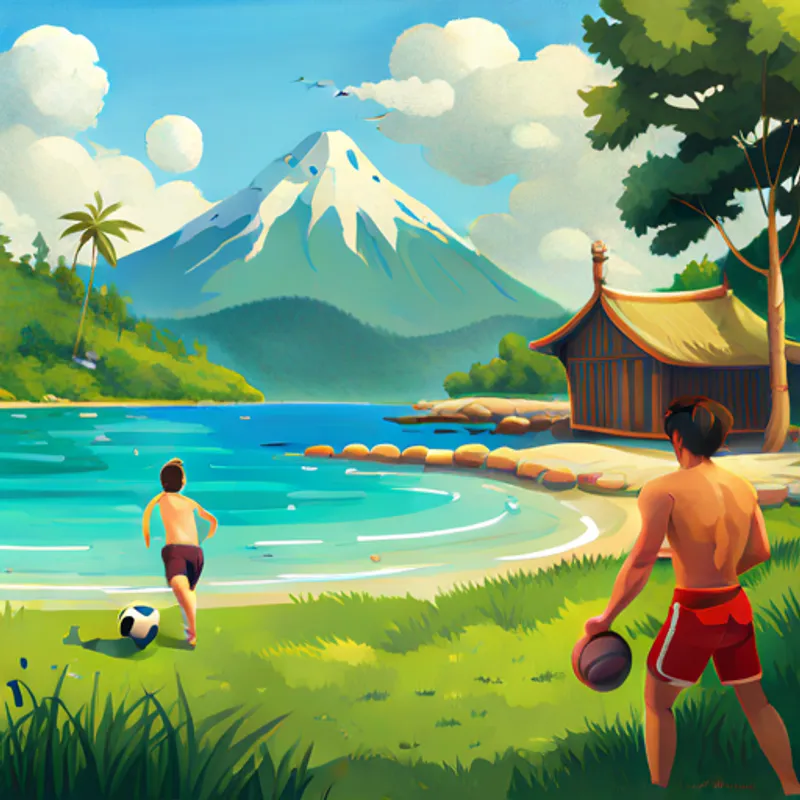 Jayvian playing football and swimming