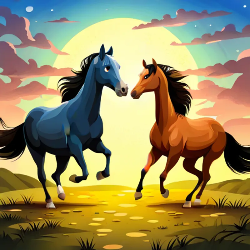 Horses dancing together, looking beautiful