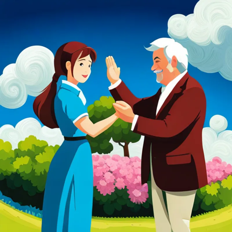 Denis and Mimi doing a high-five after a successful trick