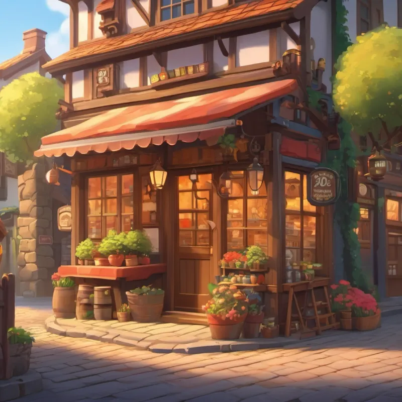 Introducing Timmy, his shop, and his blaming habit, in a cozy town setting.
