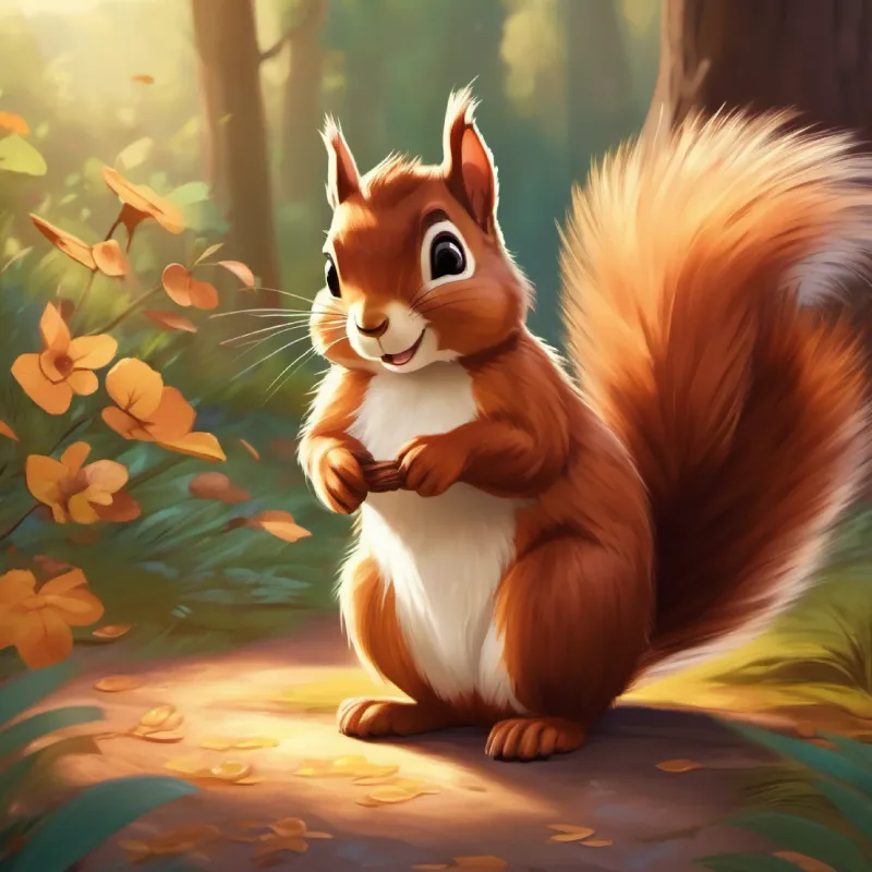 A kind squirrel with shiny fur and caring, brown eyes brings a dress to Timmy, who fails to fix it properly.