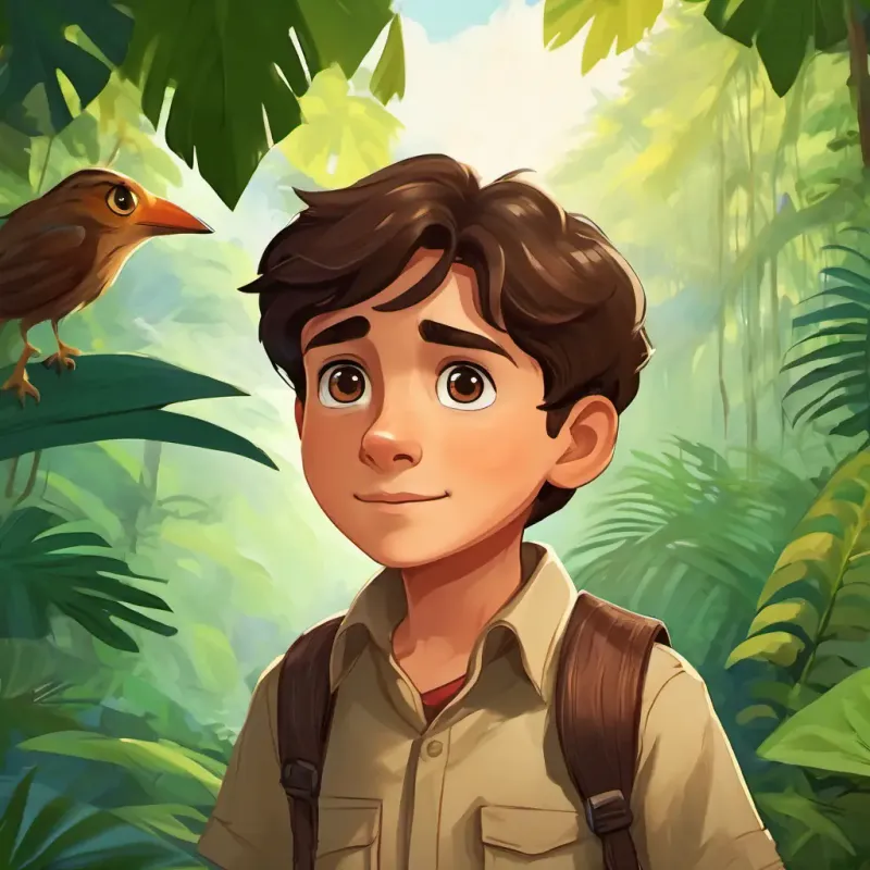 Levi is a 7-year-old boy with autism He has brown hair and curious brown eyes wakes up feeling curious and decides to go on an adventure to the jungle to learn about animals.