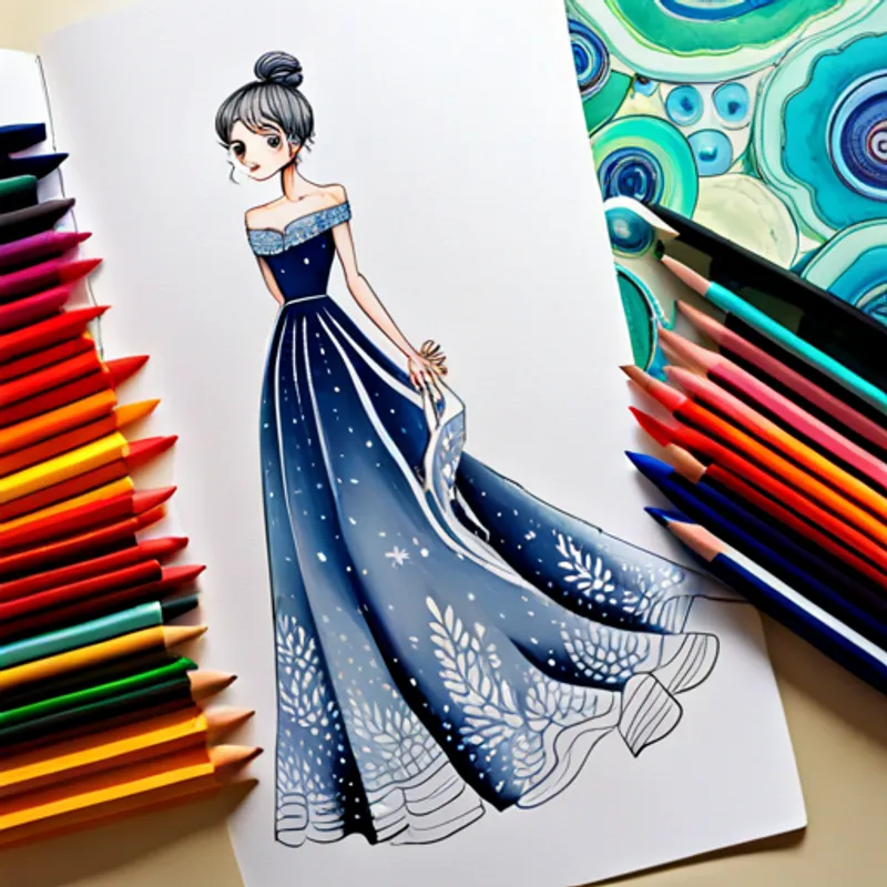 Vestido largo y brillante de color azul con un vestido largo y brillante