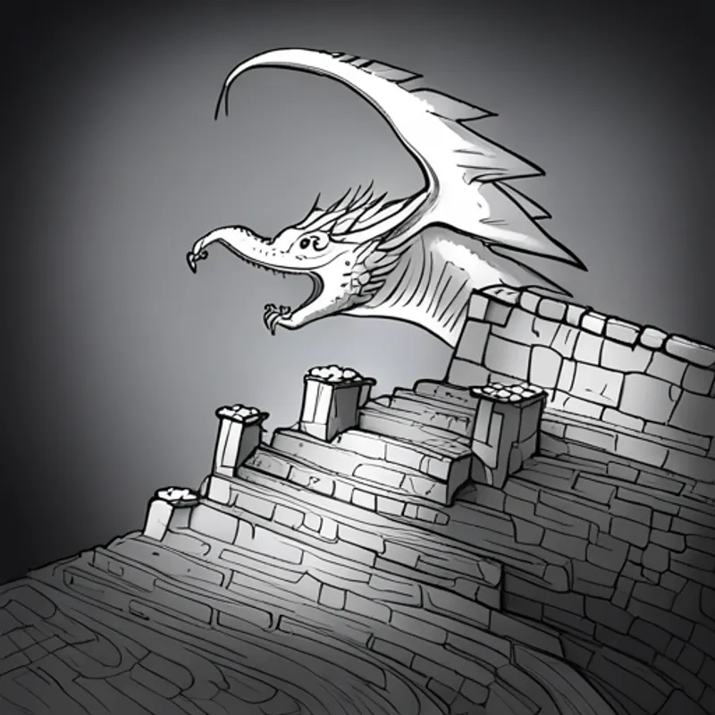 Un dragón gigante volando sobre el castillo
