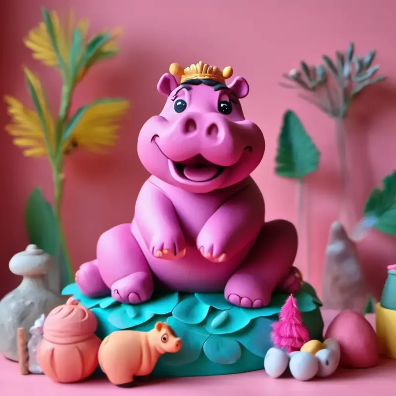 Hidie Hippo wakes up in her river home, feeling happy.