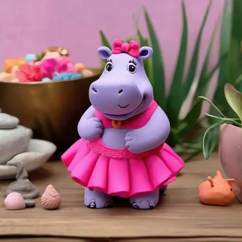 Hidie Hippo wakes up in her river home, feeling happy.