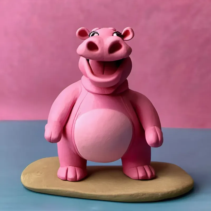 Hidie Hippo wakes up in her river home, feeling happy.