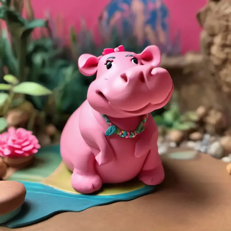 Hidie Hippo wakes up in her river home, feeling happy.