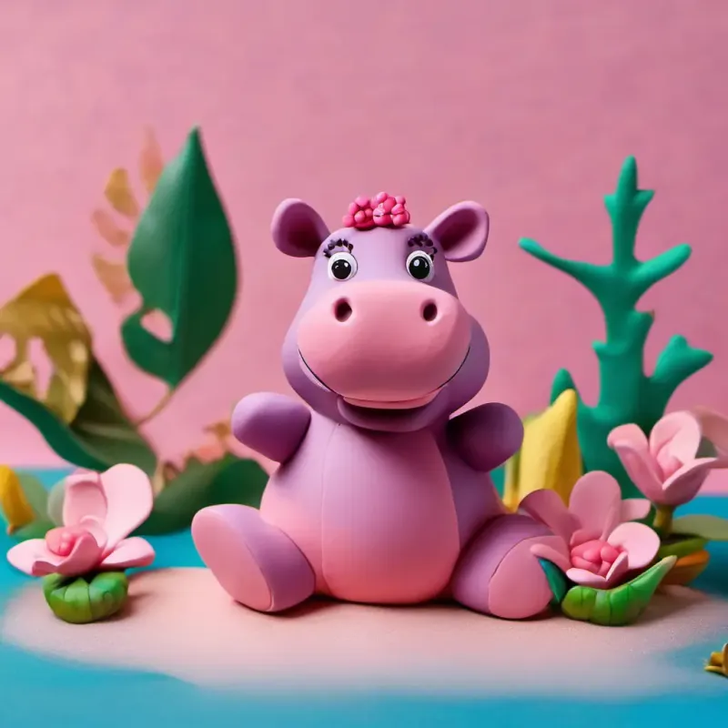 Hidie Hippo wakes up in her river home, feeling happy.