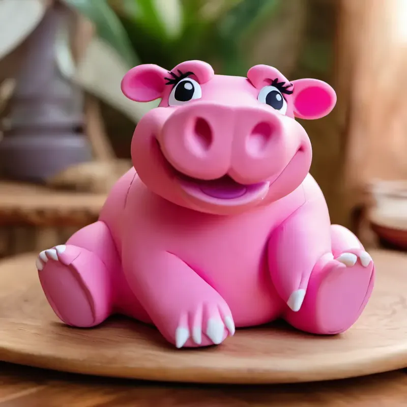 Hidie Hippo wakes up in her river home, feeling happy.