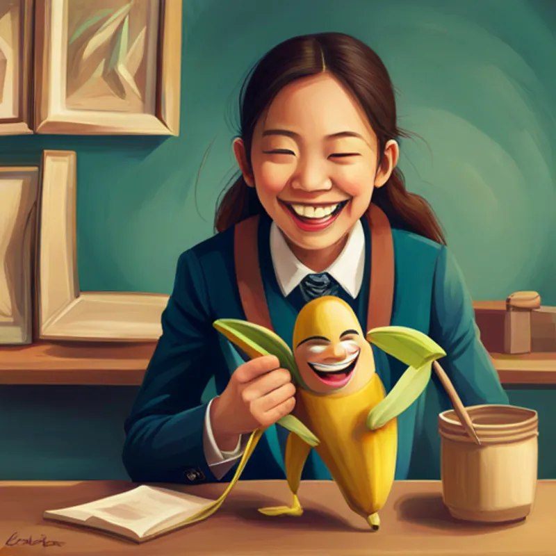 girlren laughing and playing with Benjamin the Banana Man