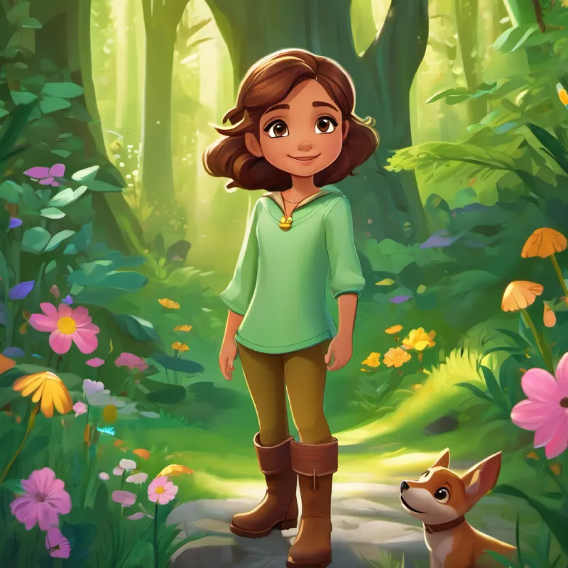 Elara helps find a lost puppy, showing kindness.