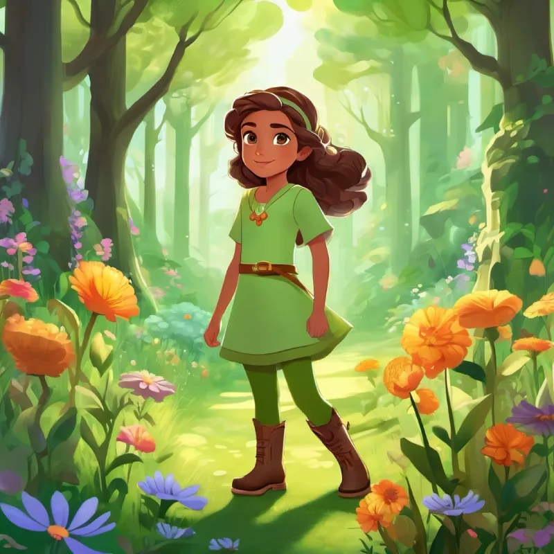 Elara's presence causes flowers to bloom on the path.