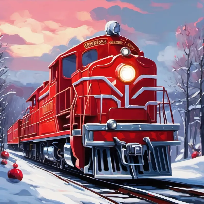 Introducing A bright red locomotive with big, friendly eyes, a red locomotive, in Tootsville