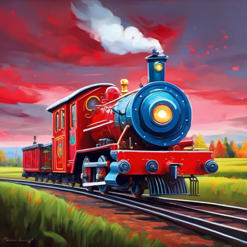 A bright red locomotive with big, friendly eyes's new identity and Tootsville's pride
