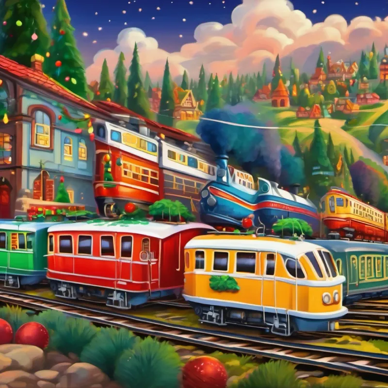 Trains lined up for the contest