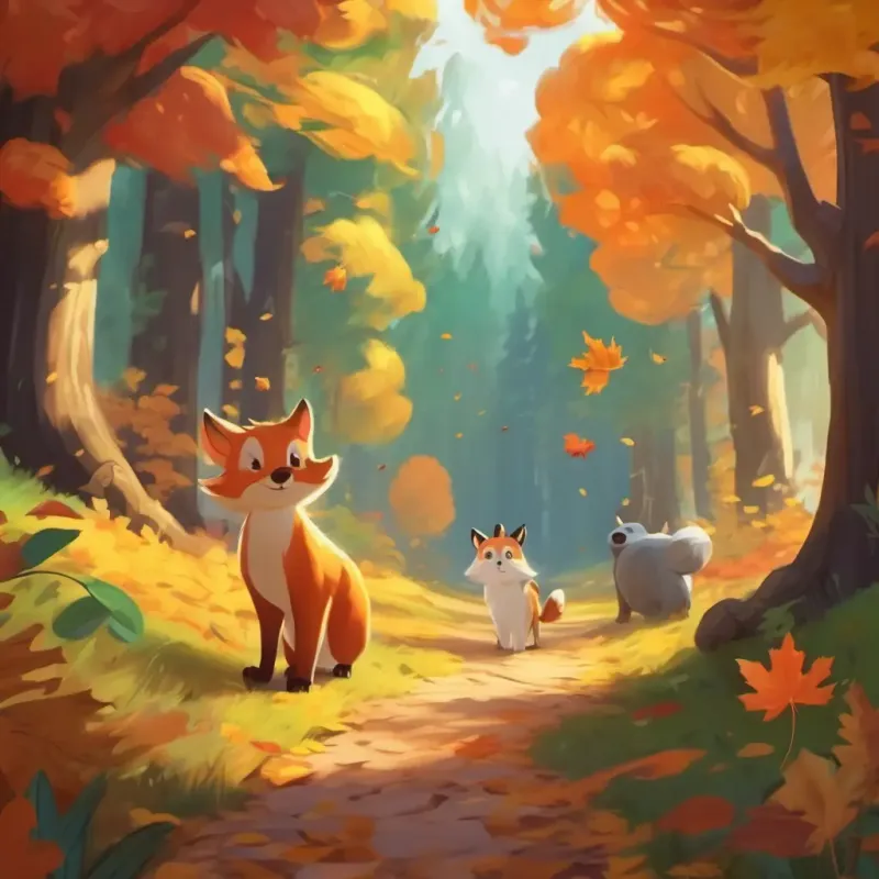 Introduction to kids, animals, and autumn forest.