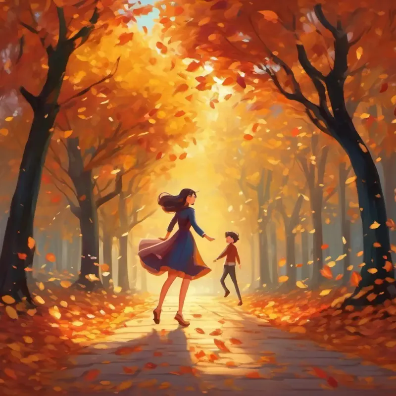 Autumn leaves dance, magical moment.