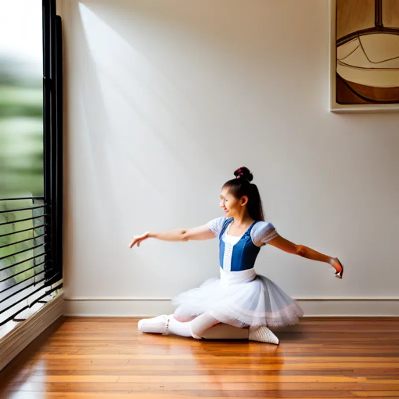 Belle practicing ballet at home with determination