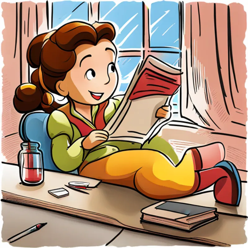 Belle reading the cast list with excitement