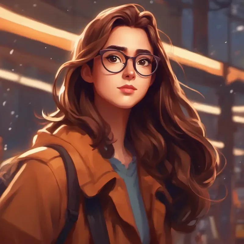 Brown long hair, glasses, confident's realization and feeling like a superhero