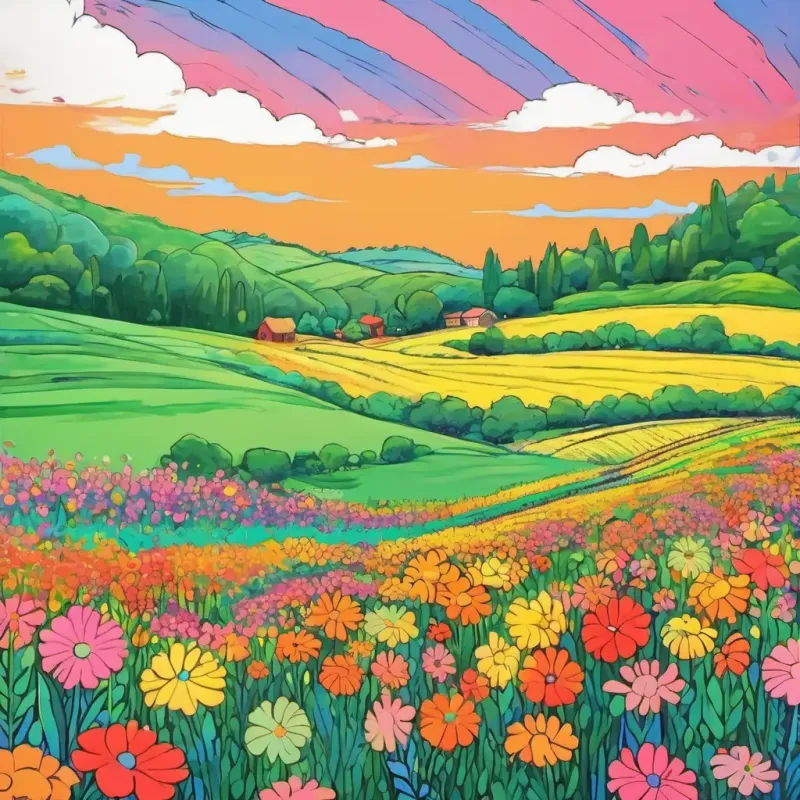 Discovery, vibrant flower field