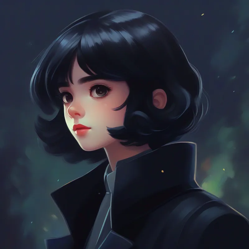 Ciel with dark hair and wearing a black coat