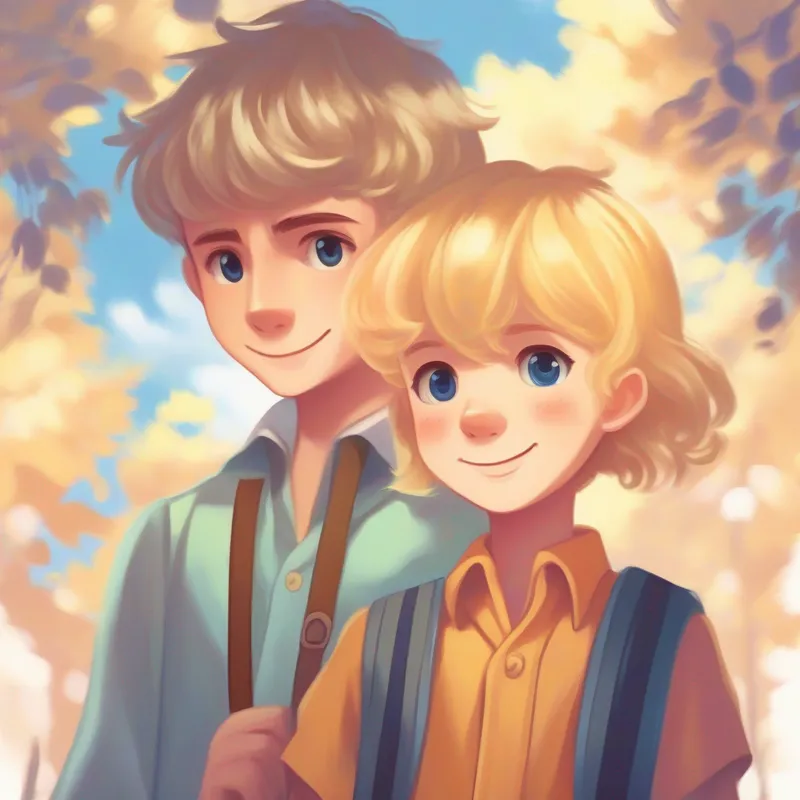 Ciel and Finnian with blonde hair and a cheerful expression as unlikely yet delightful friends