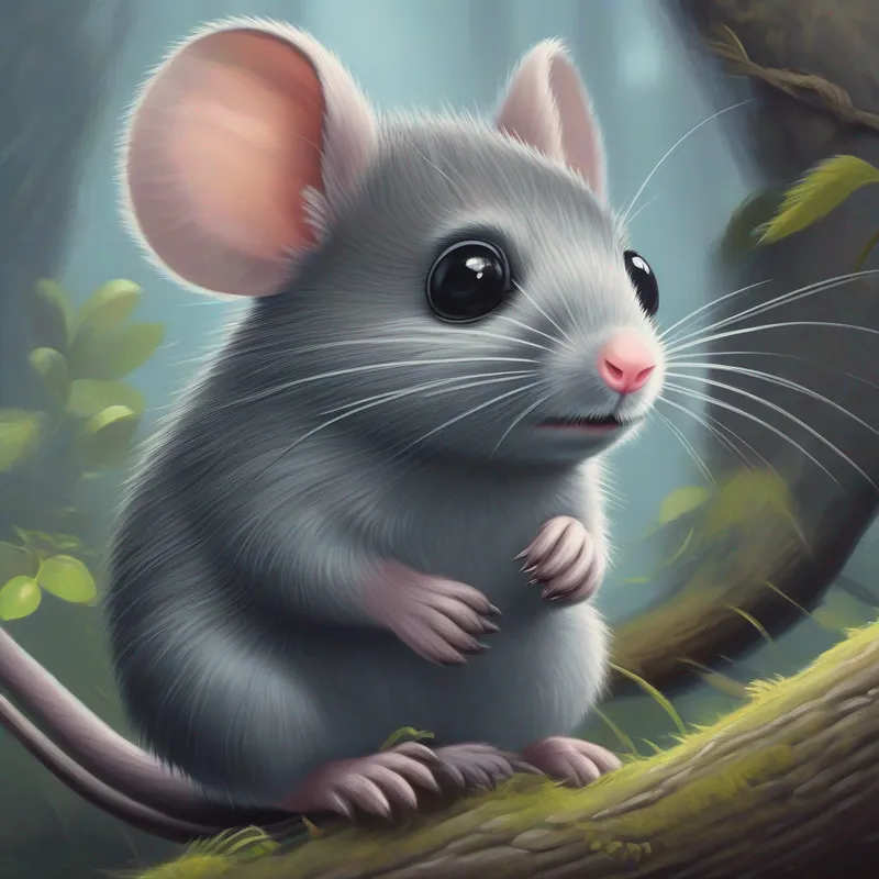 El Ratón pequeño y travieso, color gris y ojos curiosos. aprende su lección y promete no molestar más.