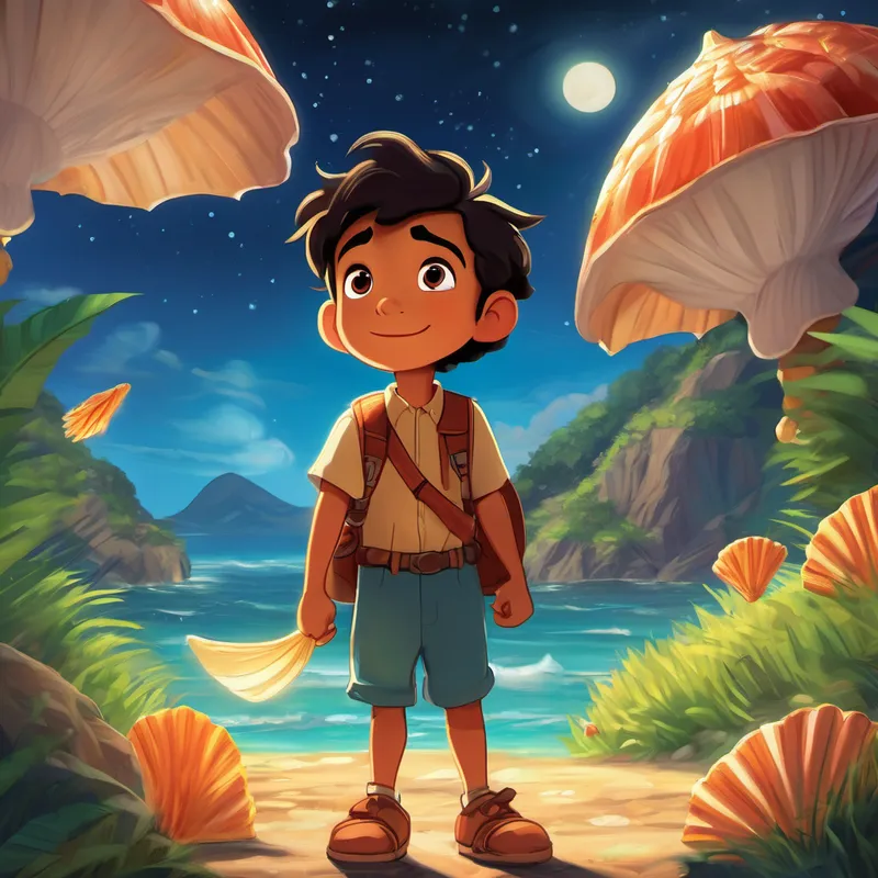 Miguel's heart fluttered with excitement. From that day forward, every night, the seashell accompanied Miguel to the Land of Dreams. In this enchanting land, all his dreams came true and happiness filled the air. One night, while exploring the Land of Dreams, Miguel came across a group of sad, lonely creatures called the Grumpies. Their grumpy faces and droopy shoulders made Miguel's heart ache. Determined to bring happiness to the Grumpies, he hatched a plan.