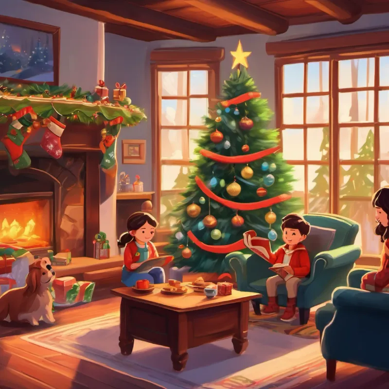 Family story time, cozy, living room, unity.