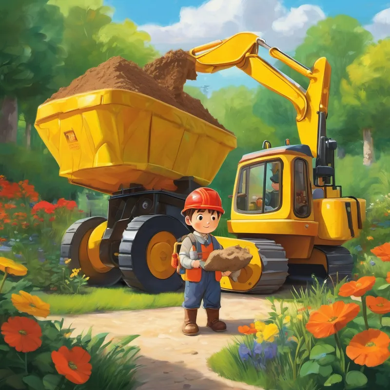 Henry lived in a house surrounded by a lovely garden. But what interested him most were the construction sites nearby. With his little hand tightly holding his favorite plush digger named Danny, Henry would set out on an expedition to explore all kinds of diggers. One sunny afternoon, Henry's parents decided to take him to a new park being built in Swansea. As they entered the construction site, Henry's eyes widened, and he couldn't contain his excitement. There, right before him, were diggers of all sizes and colors.