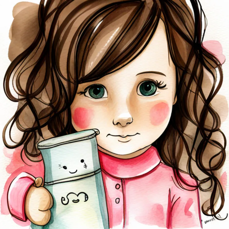 Little girl with brown hair wearing pink pajamas, a little girl with brown hair and pink pajamas