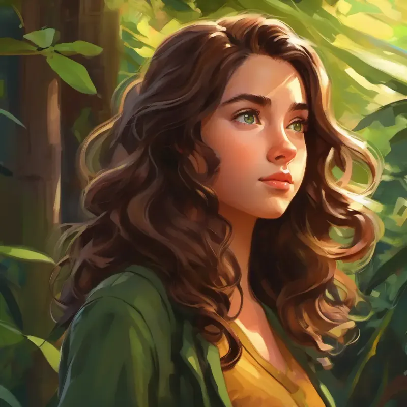 Girl with wavy brown hair, deep green eyes, usually a pensive look is introduced to new, noisy environments and bunkmates