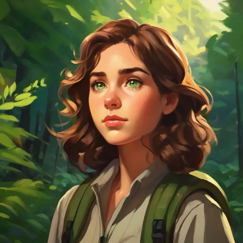Girl with wavy brown hair, deep green eyes, usually a pensive look arrives at the camp, feels out of place