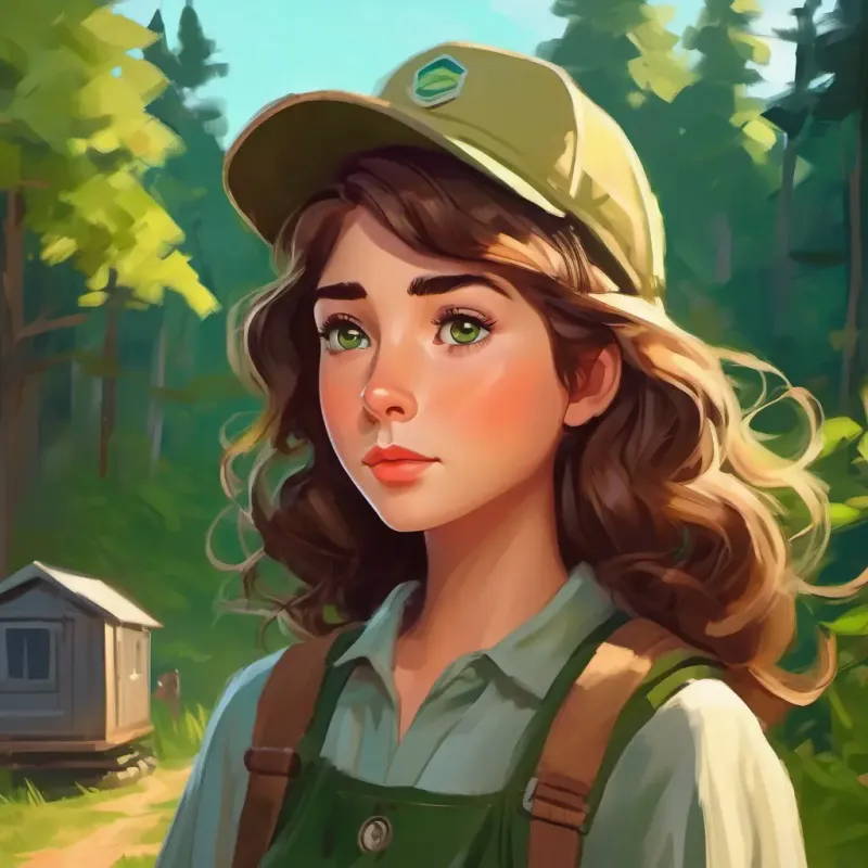Girl with wavy brown hair, deep green eyes, usually a pensive look arrives at the camp, feels out of place