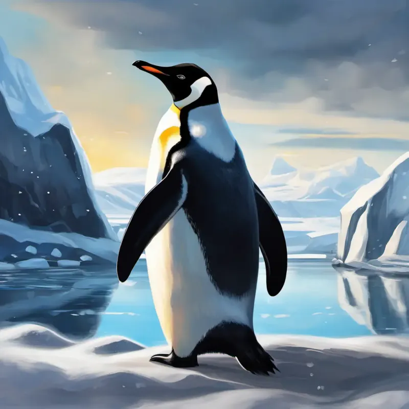 A cuddly penguin with a black and white coat, and bright, shiny eyes's adventures in Antarctica, the North Pole, and Australia.