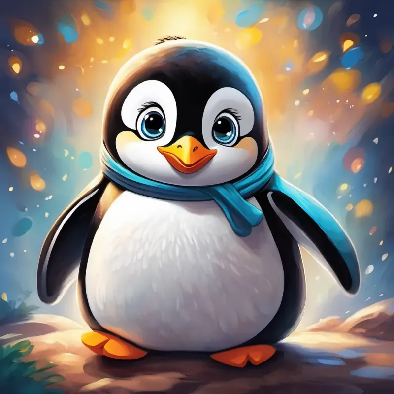 A cuddly penguin with a black and white coat, and bright, shiny eyes's kindness in helping other children at bedtime.
