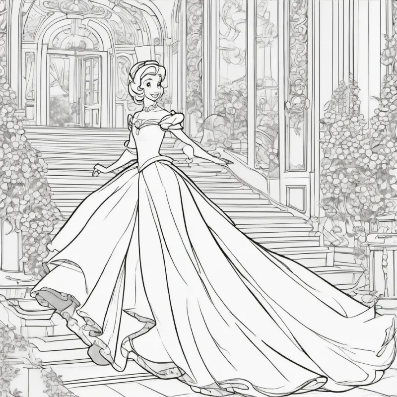 Cinderella finding an invitation to the ball. Characters: Cinderella, others not specified.