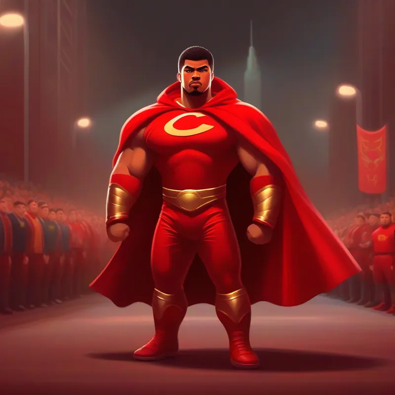 Sean, also known as C-Red wears a red cape and is strong and brave., is a wrestler in Chicago.