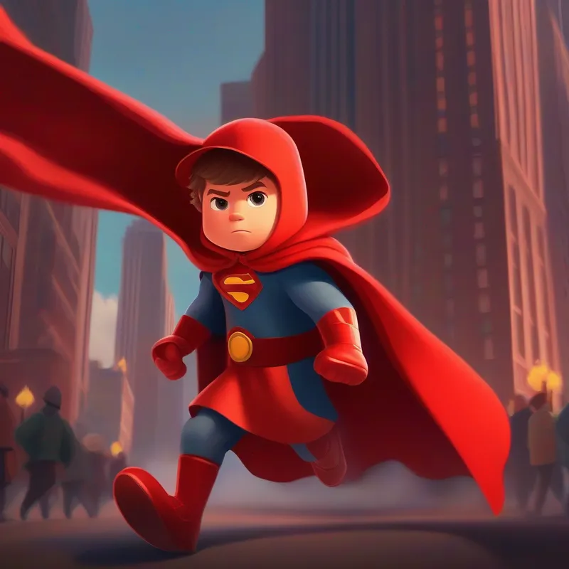 C-Red wears a red cape and is strong and brave. shows his determination to protect Chicago and its children.