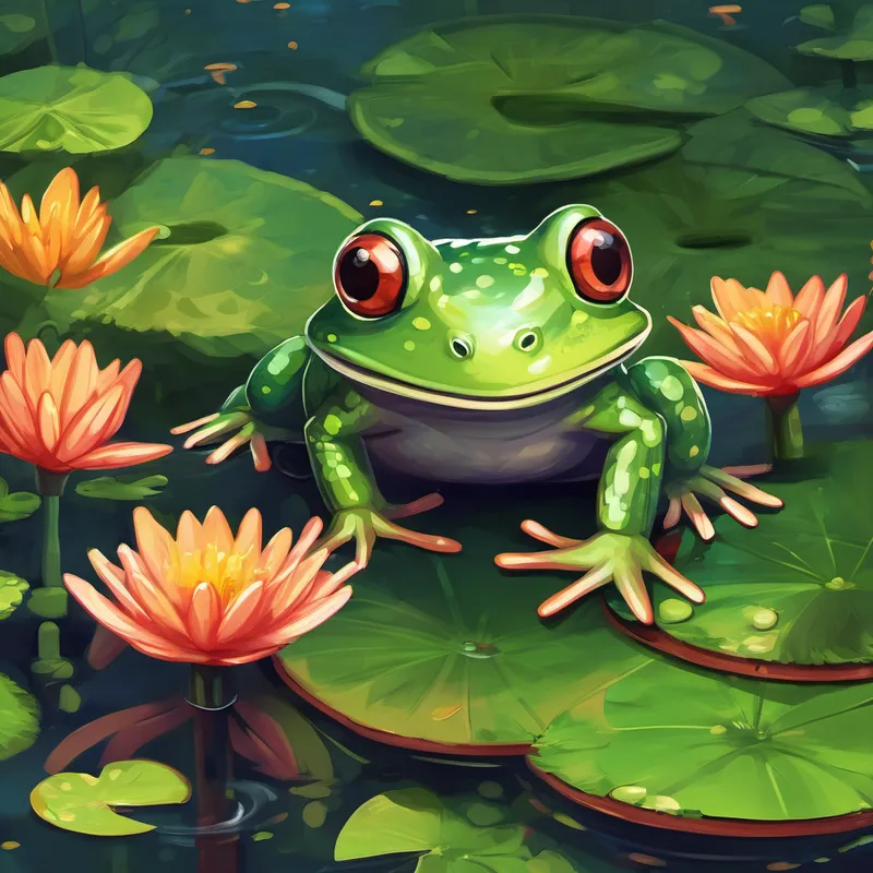 Freddy, on the other hand, was a very energetic frog who lived happily on a lily pad in the middle of the river. He was known for his loud croaks and his love for juicy insects. Frogs, like Freddy, love to catch their food on the fly! Wiggly, the earthworm, had a burrow deep in the moist soil. He played a crucial role in keeping the soil fertile. Wiggly loved his home because it was always cool and damp, perfect for an earthworm like him.