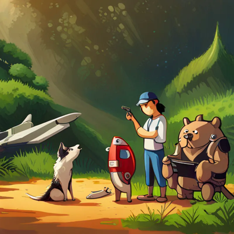 Animals and humans working together on a mission