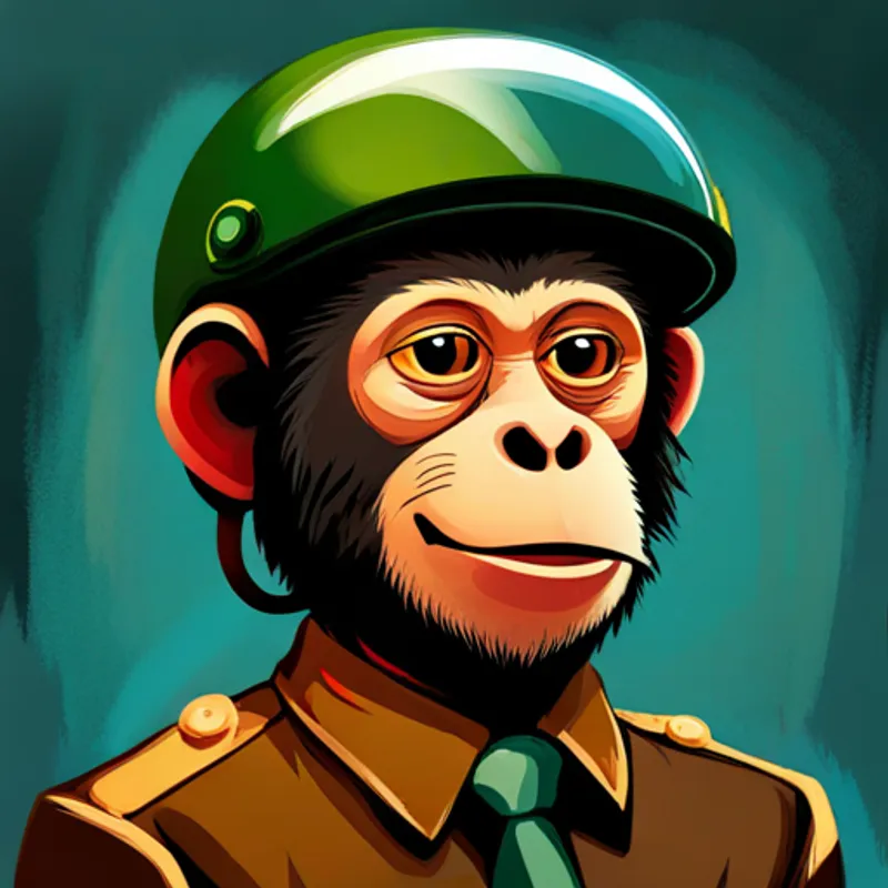 Clever Clever monkey with a helmet and mischievous smile, a monkey with a helmet