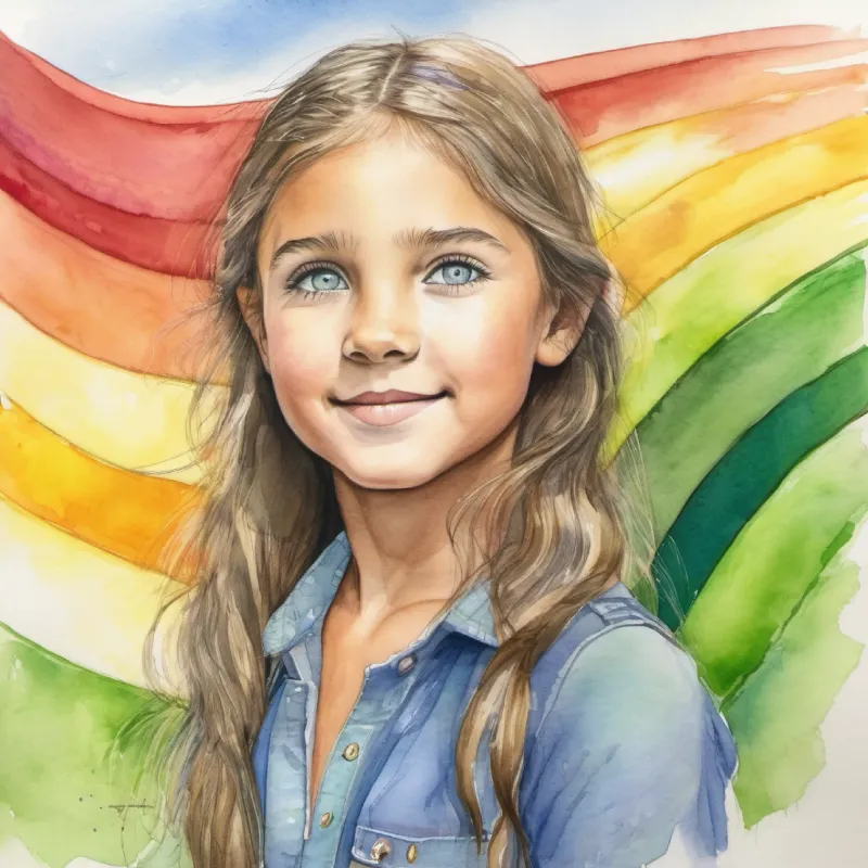 Rainbow after storm, Ella: Young leader, fair skin, determined green eyes gives inspirational speech reflecting her personal growth.