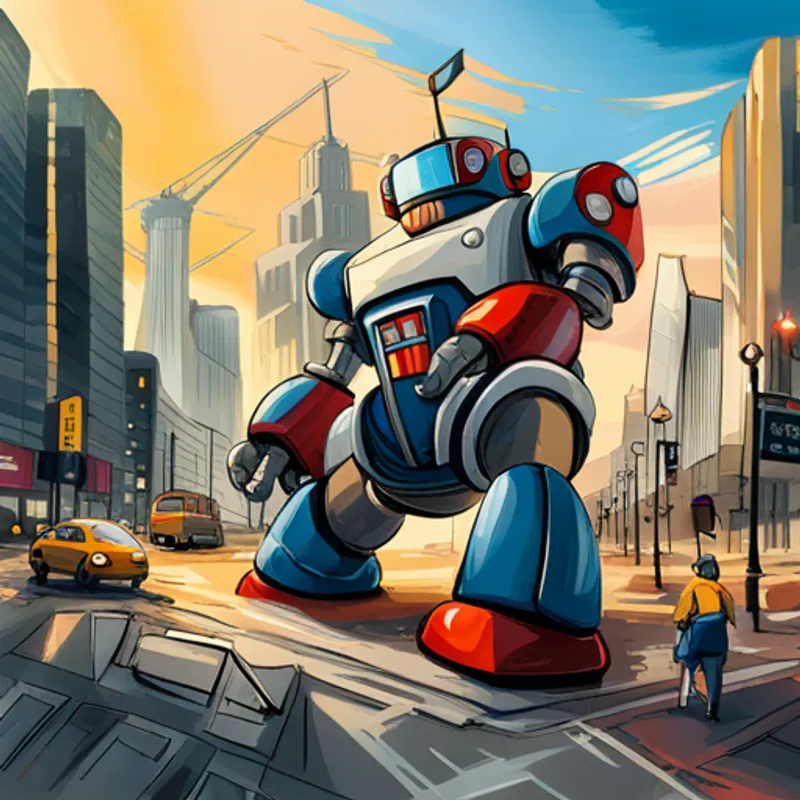 The giant robot causing chaos in the city