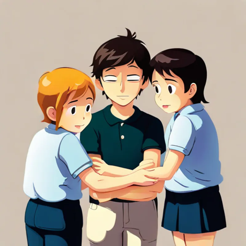 Bryan and his siblings huddled together, discussing their plan